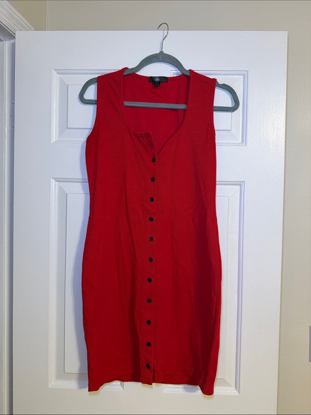 Sleeveless Button-Front Red Tank Dress